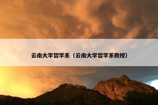 云南大学哲学系（云南大学哲学系教授）
