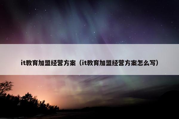 it教育加盟经营方案（it教育加盟经营方案怎么写）