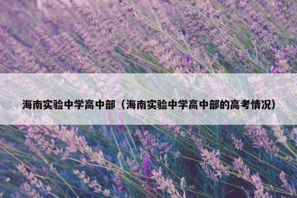 海南实验中学高中部（海南实验中学高中部的高考情况）