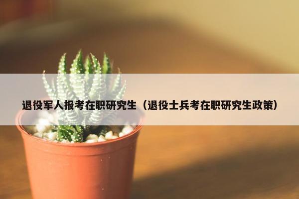 退役军人报考在职研究生（退役士兵考在职研究生政策）