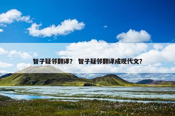 智子疑邻翻译？ 智子疑邻翻译成现代文？