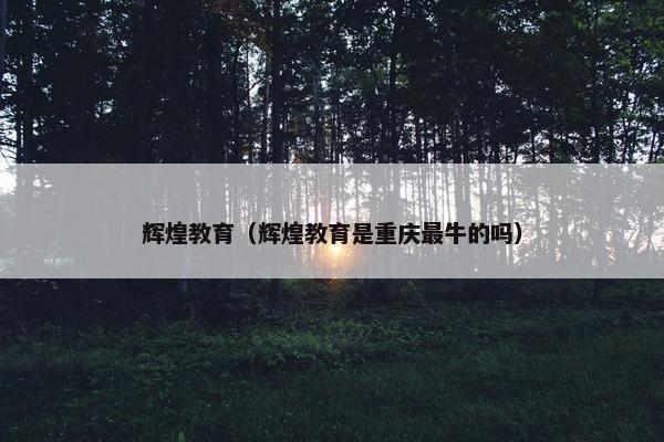 辉煌教育（辉煌教育是重庆最牛的吗）