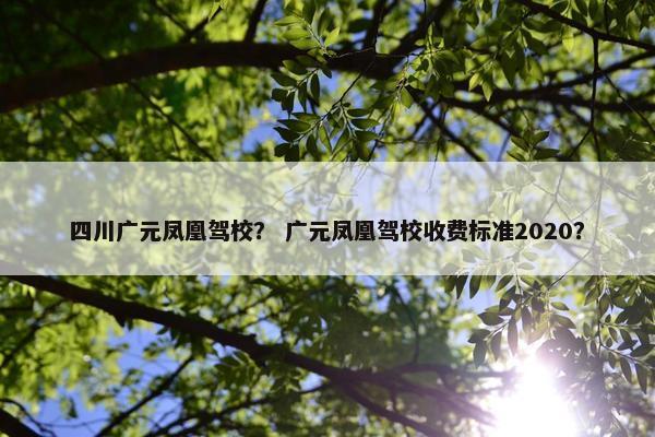 四川广元凤凰驾校？ 广元凤凰驾校收费标准2020？
