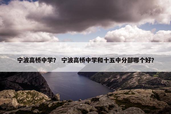 宁波高桥中学？ 宁波高桥中学和十五中分部哪个好？