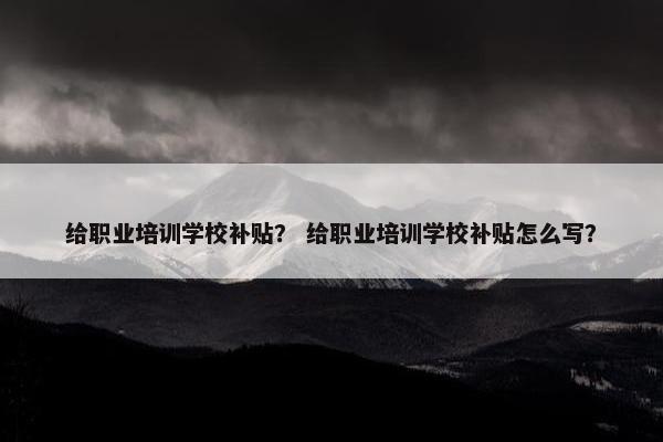 给职业培训学校补贴？ 给职业培训学校补贴怎么写？