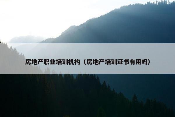 房地产职业培训机构（房地产培训证书有用吗）