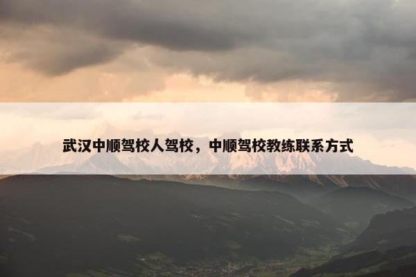 武汉中顺驾校人驾校，中顺驾校教练联系方式