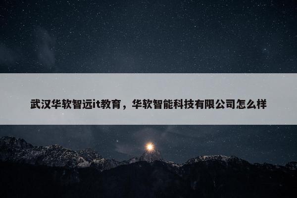武汉华软智远it教育，华软智能科技有限公司怎么样