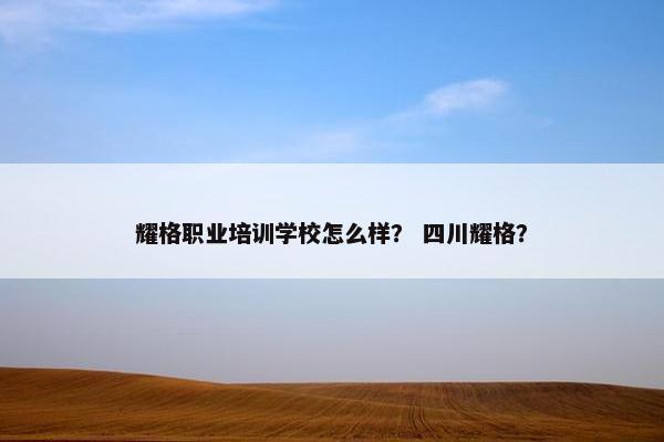 耀格职业培训学校怎么样？ 四川耀格？