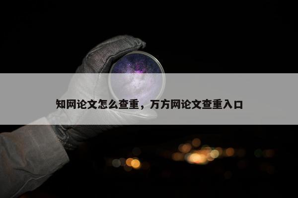 知网论文怎么查重，万方网论文查重入口
