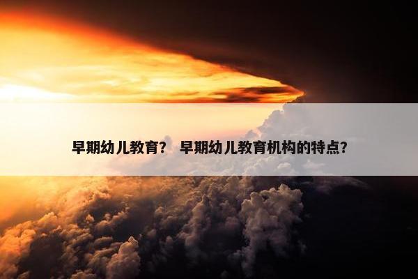 早期幼儿教育？ 早期幼儿教育机构的特点？