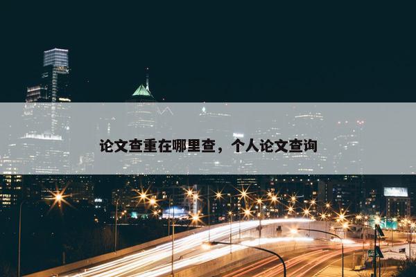 论文查重在哪里查，个人论文查询