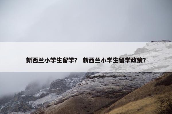 新西兰小学生留学？ 新西兰小学生留学政策？