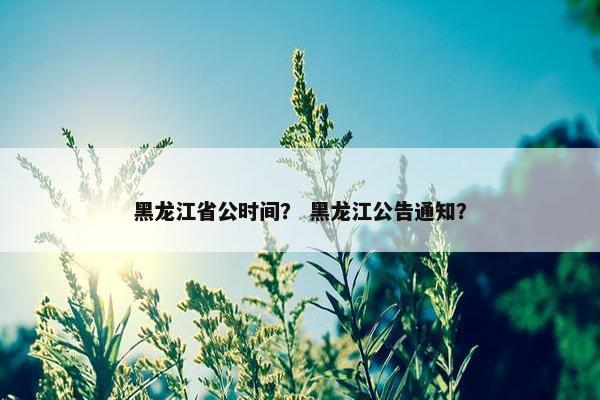 黑龙江省公时间？ 黑龙江公告通知？