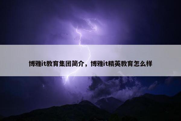博雅it教育集团简介，博雅it精英教育怎么样