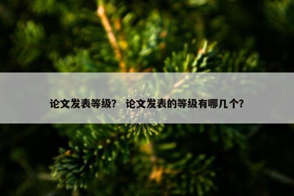 论文发表等级？ 论文发表的等级有哪几个？