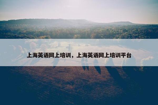 上海英语网上培训，上海英语网上培训平台