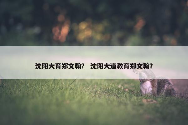 沈阳大育郑文翰？ 沈阳大道教育郑文翰？