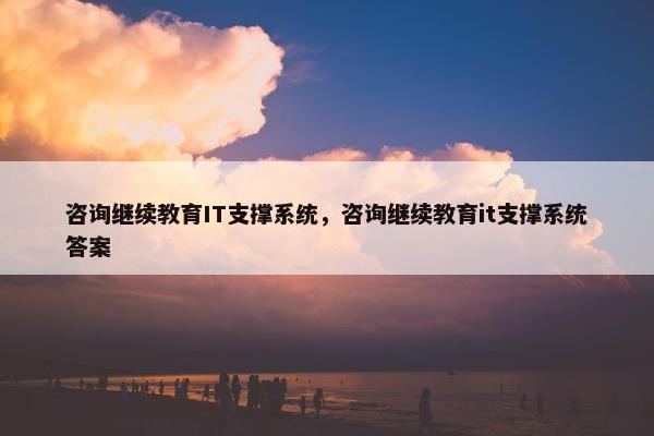 咨询继续教育IT支撑系统，咨询继续教育it支撑系统答案
