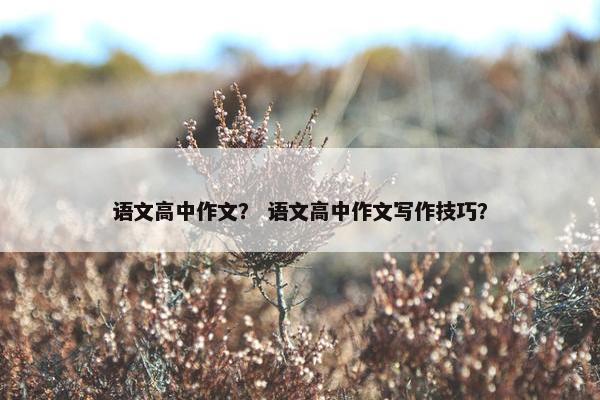 语文高中作文？ 语文高中作文写作技巧？