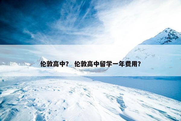 伦敦高中？ 伦敦高中留学一年费用？