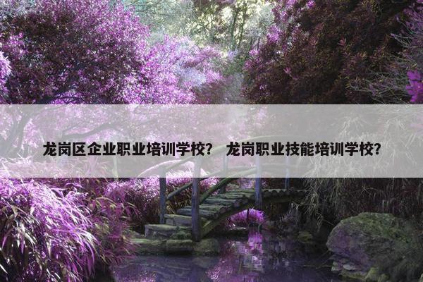 龙岗区企业职业培训学校？ 龙岗职业技能培训学校？