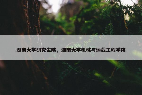 湖南大学研究生院，湖南大学机械与运载工程学院