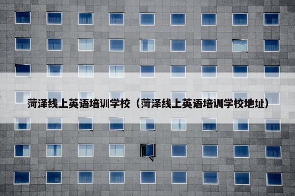菏泽线上英语培训学校（菏泽线上英语培训学校地址）