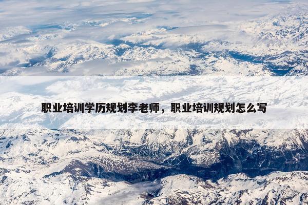 职业培训学历规划李老师，职业培训规划怎么写