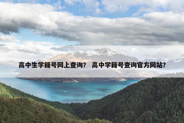 高中生学籍号网上查询？ 高中学籍号查询官方网站？