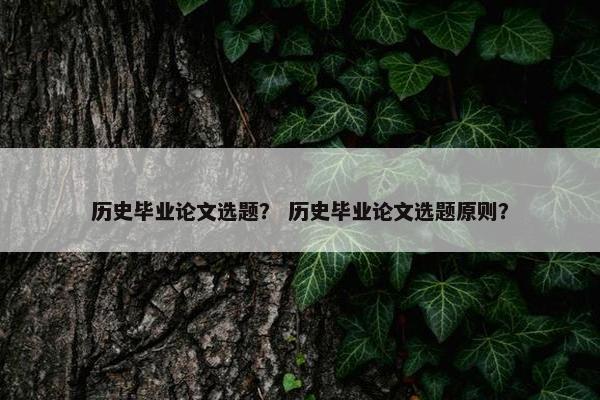 历史毕业论文选题？ 历史毕业论文选题原则？