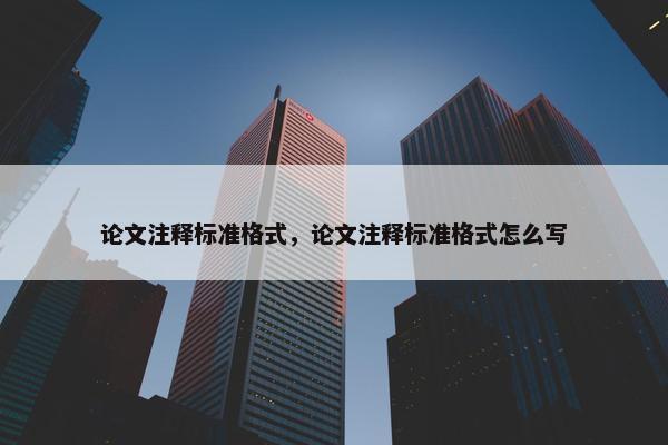 论文注释标准格式，论文注释标准格式怎么写
